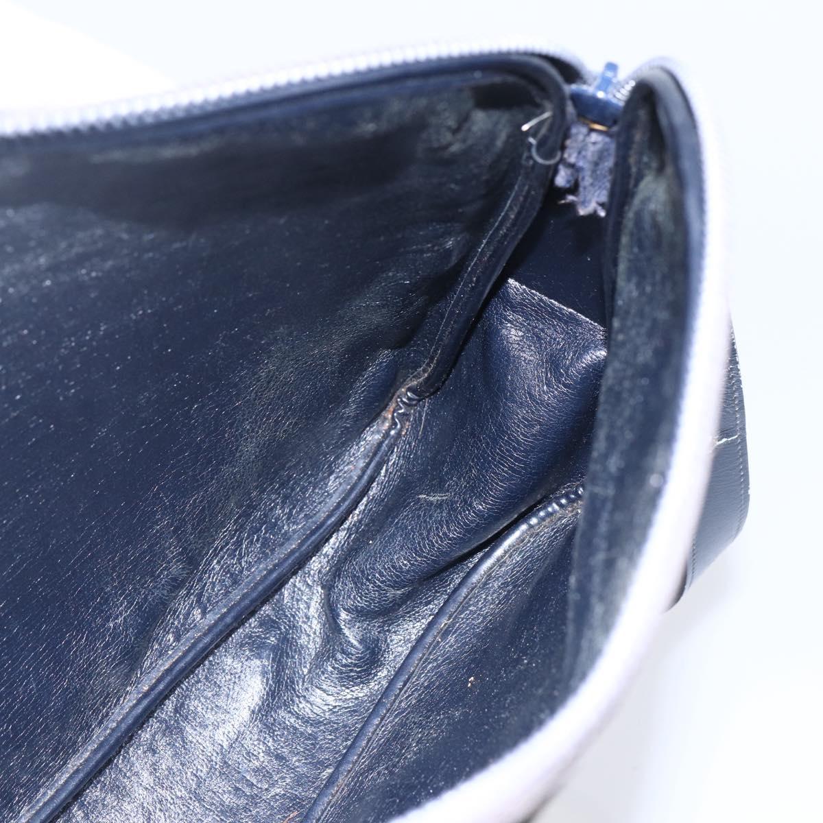 Christian Dior Trotter Canvas Shoulder Bag Navy Gold Auth 147085