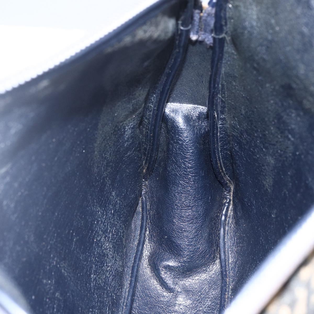 Christian Dior Trotter Canvas Shoulder Bag Navy Gold Auth 147085