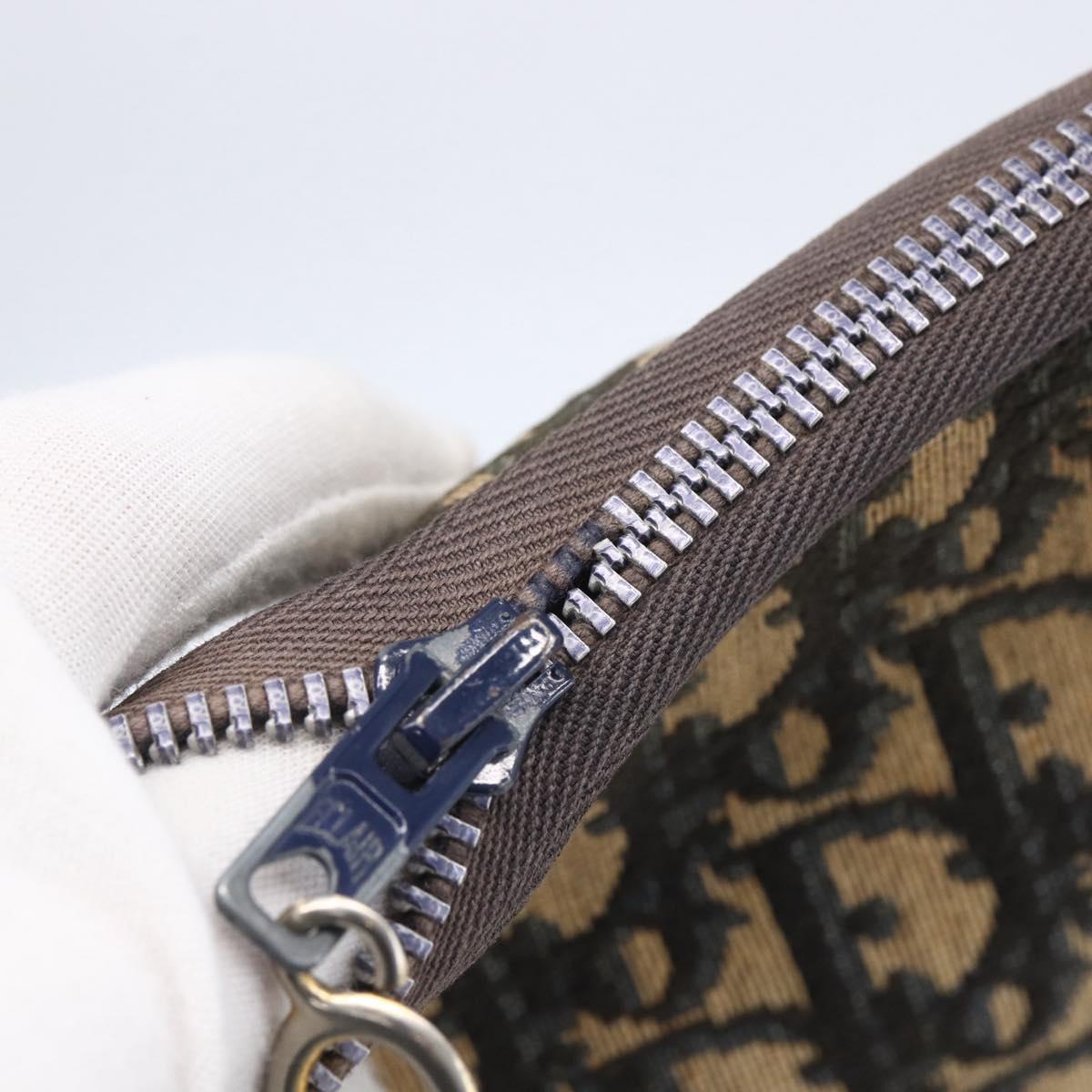 Christian Dior Trotter Canvas Shoulder Bag Navy Gold Auth 147085