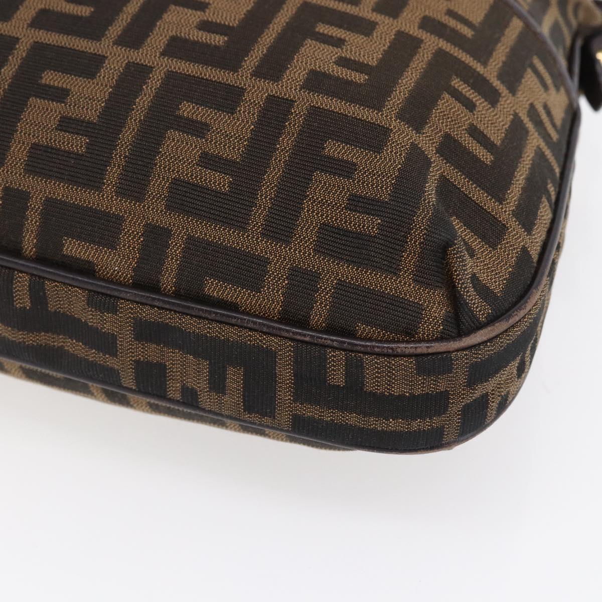 FENDI Zucca Canvas Mamma Baguette Shoulder Bag Black Brown gold Auth 147087