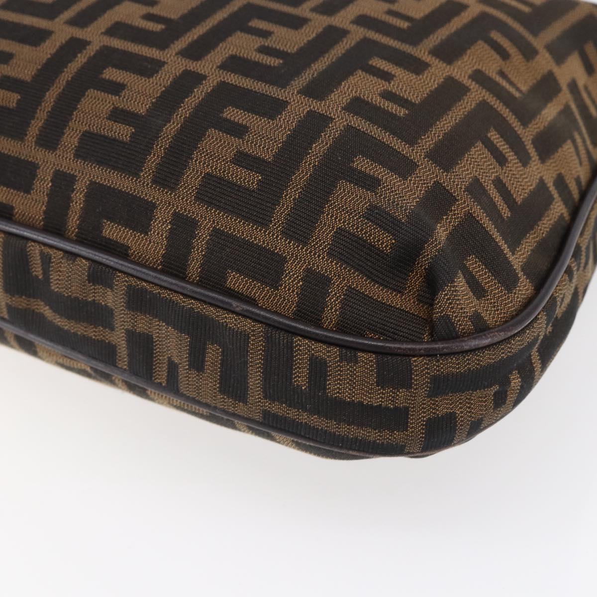 FENDI Zucca Canvas Mamma Baguette Shoulder Bag Black Brown gold Auth 147087