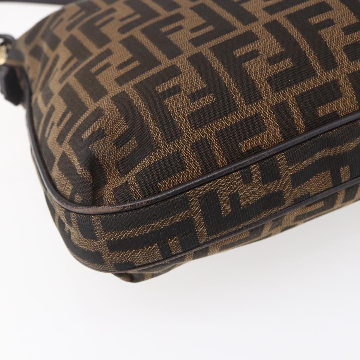 FENDI Zucca Canvas Mamma Baguette Shoulder Bag Black Brown gold Auth 147087