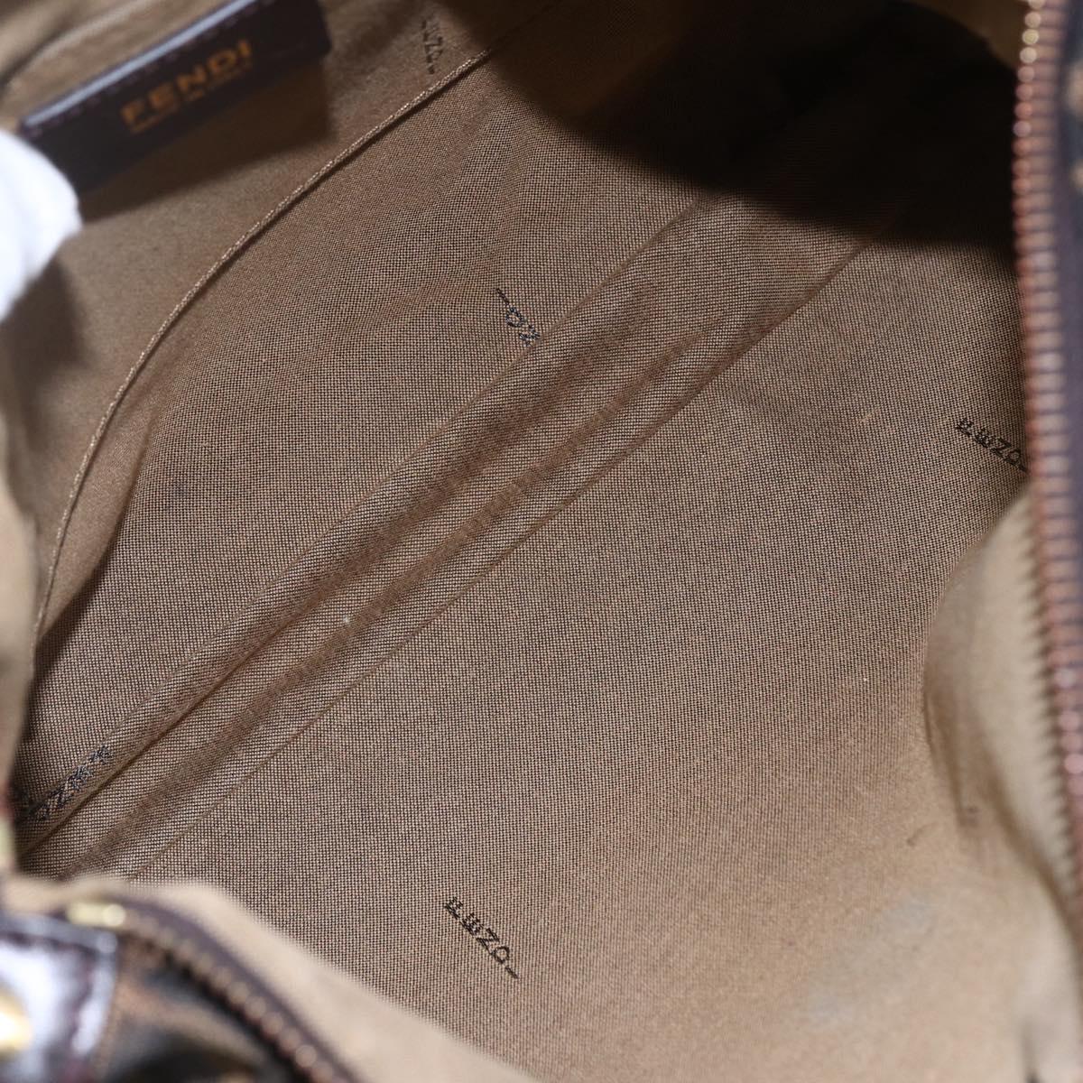 FENDI Zucca Canvas Mamma Baguette Shoulder Bag Black Brown gold Auth 147087