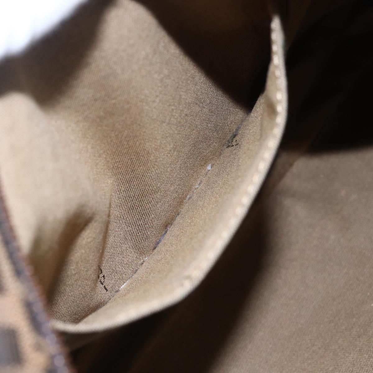 FENDI Zucca Canvas Mamma Baguette Shoulder Bag Black Brown gold Auth 147087