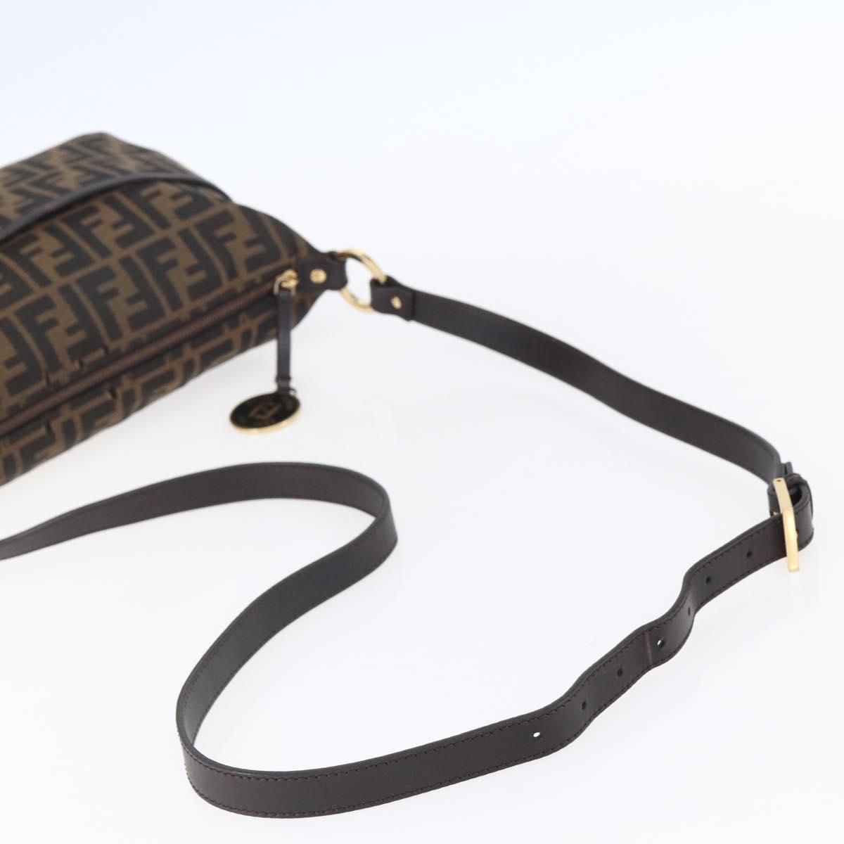FENDI Zucca Canvas Mamma Baguette Shoulder Bag Black Brown gold Auth 147087