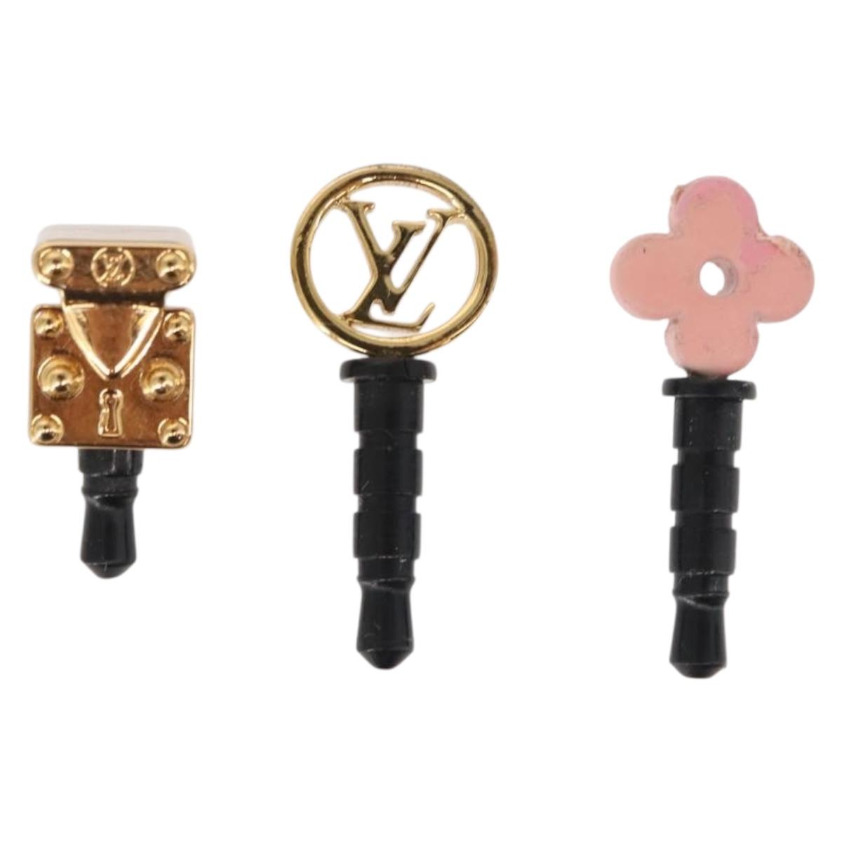 LOUIS VUITTON Phone Plug Iconic metal Gold Pink M60904 LV Auth 147098