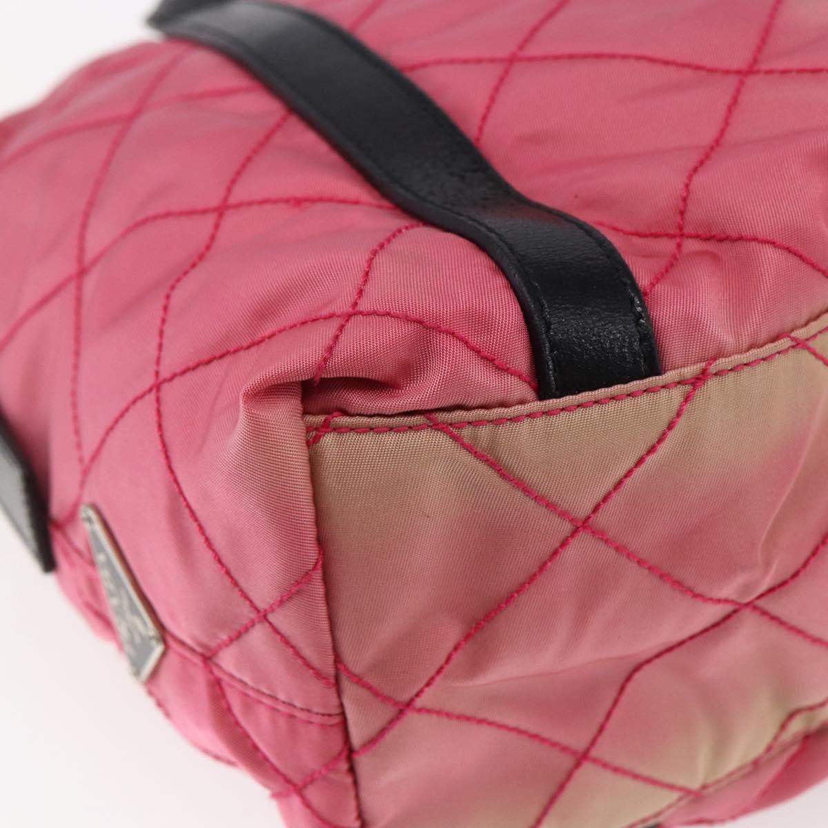 PRADA Shoulder Bag Nylon Leather Pink Black Silver Auth 147139
