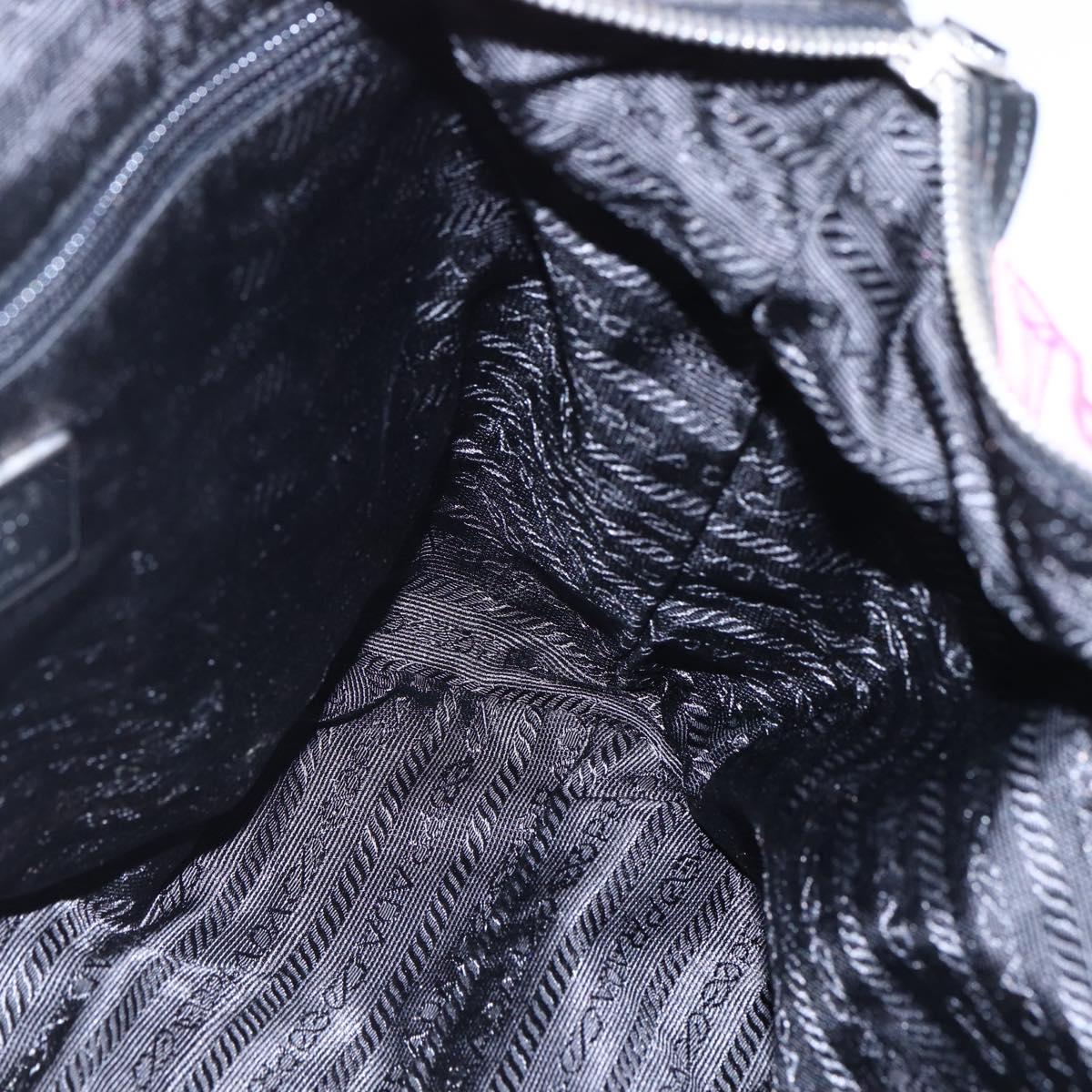 PRADA Shoulder Bag Nylon Leather Pink Black Silver Auth 147139