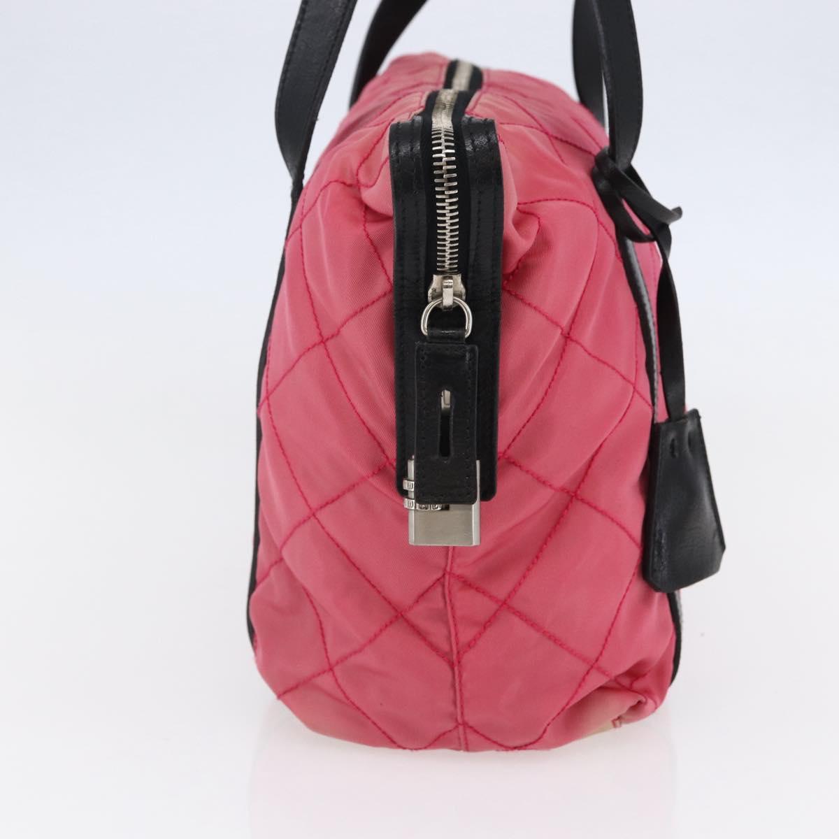 PRADA Shoulder Bag Nylon Leather Pink Black Silver Auth 147139