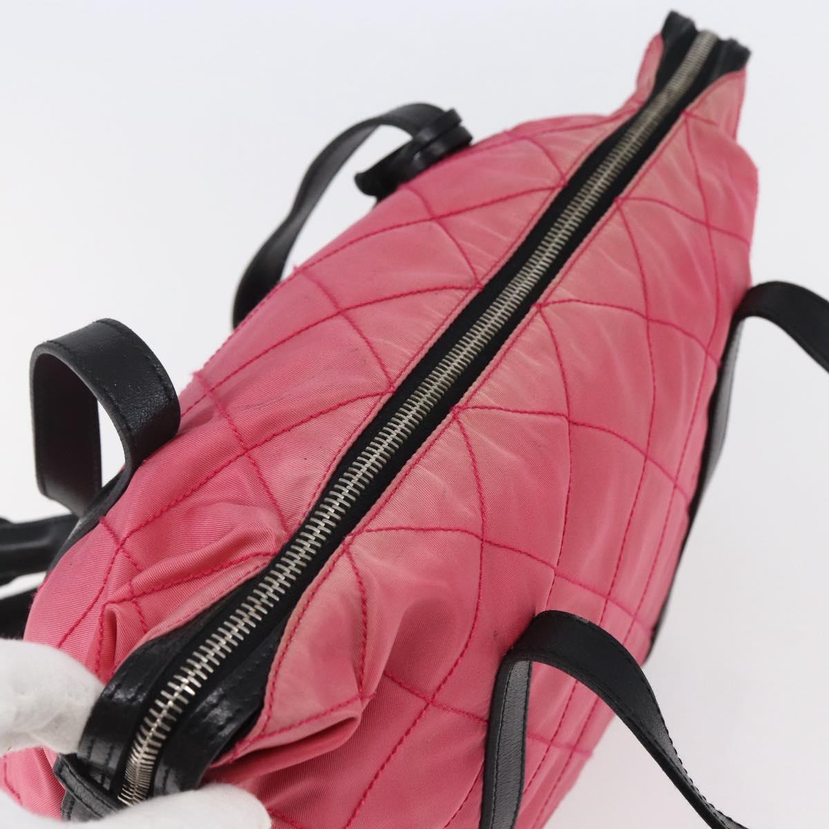 PRADA Shoulder Bag Nylon Leather Pink Black Silver Auth 147139