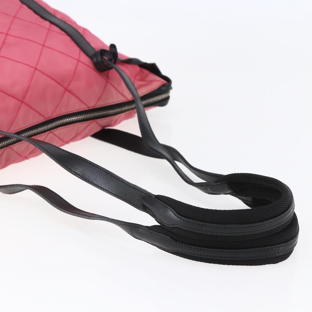 PRADA Shoulder Bag Nylon Leather Pink Black Silver Auth 147139