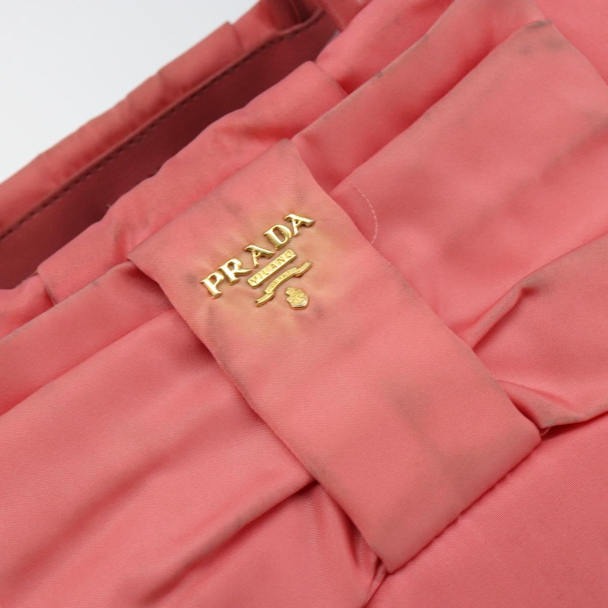 PRADA Hand Bag Nylon Pink Gold Auth 147140
