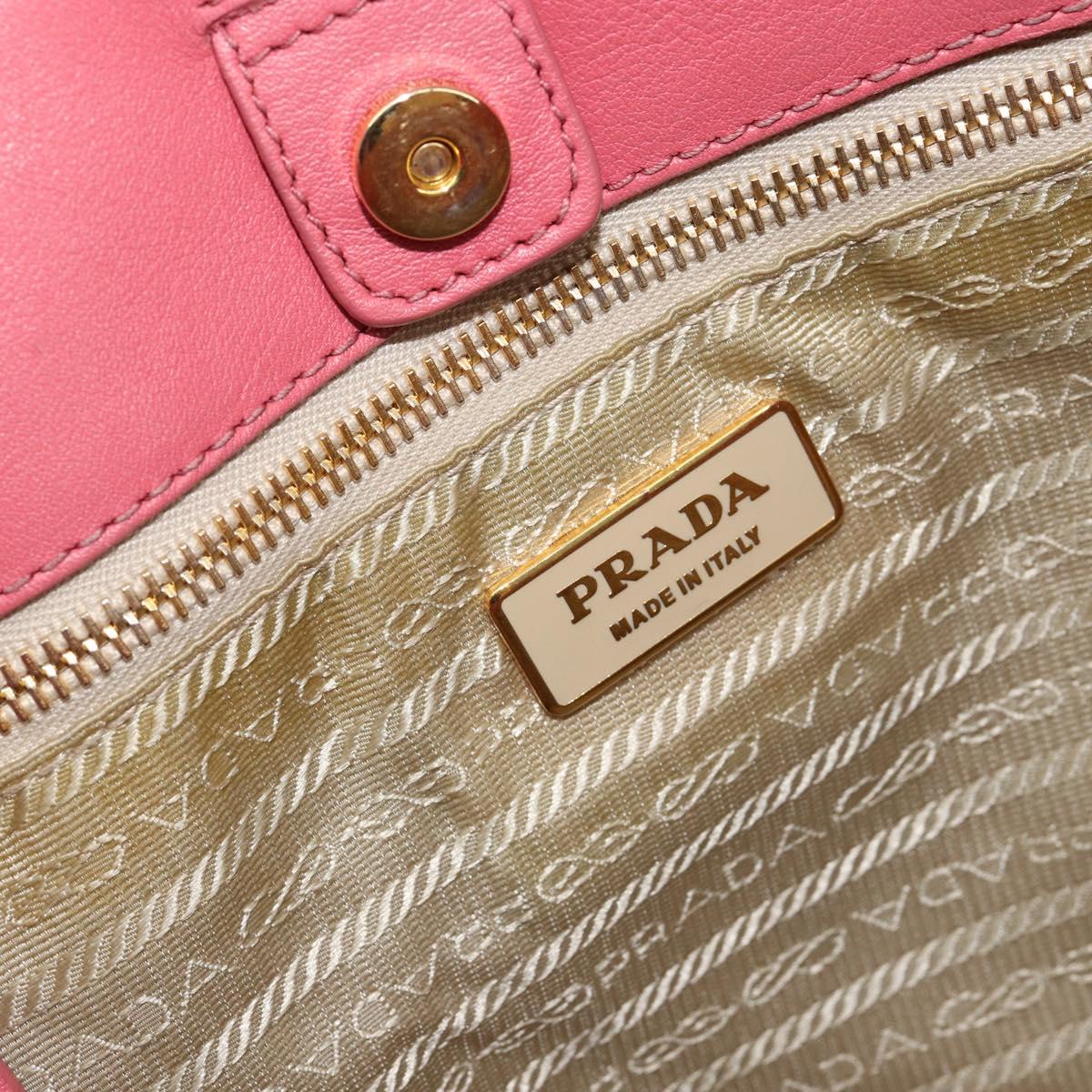 PRADA Hand Bag Nylon Pink Gold Auth 147140