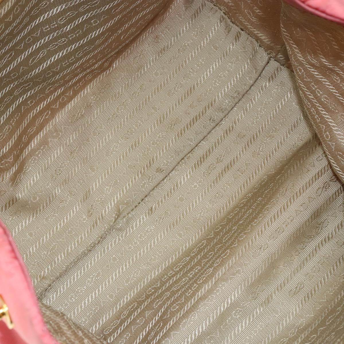 PRADA Hand Bag Nylon Pink Gold Auth 147140