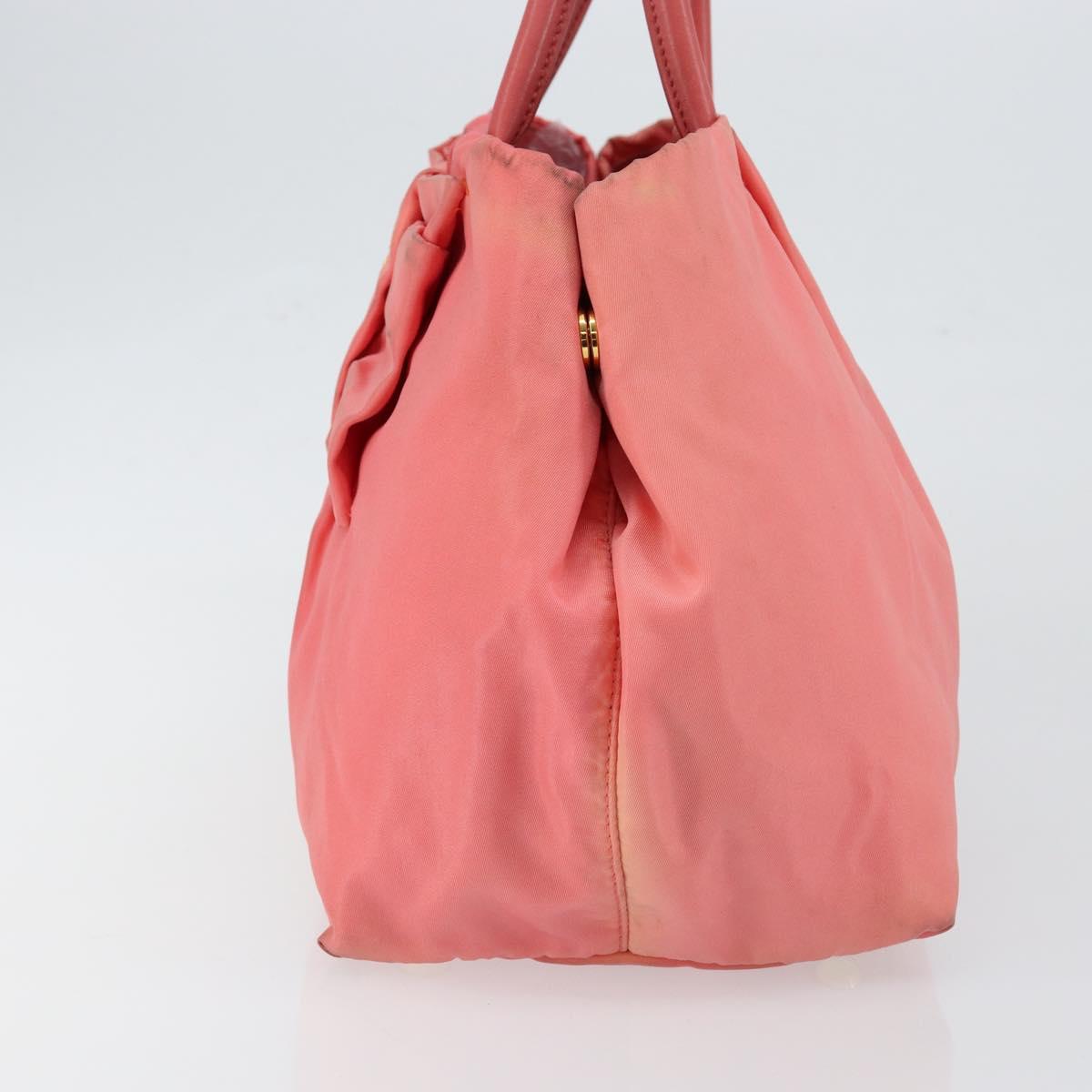 PRADA Hand Bag Nylon Pink Gold Auth 147140