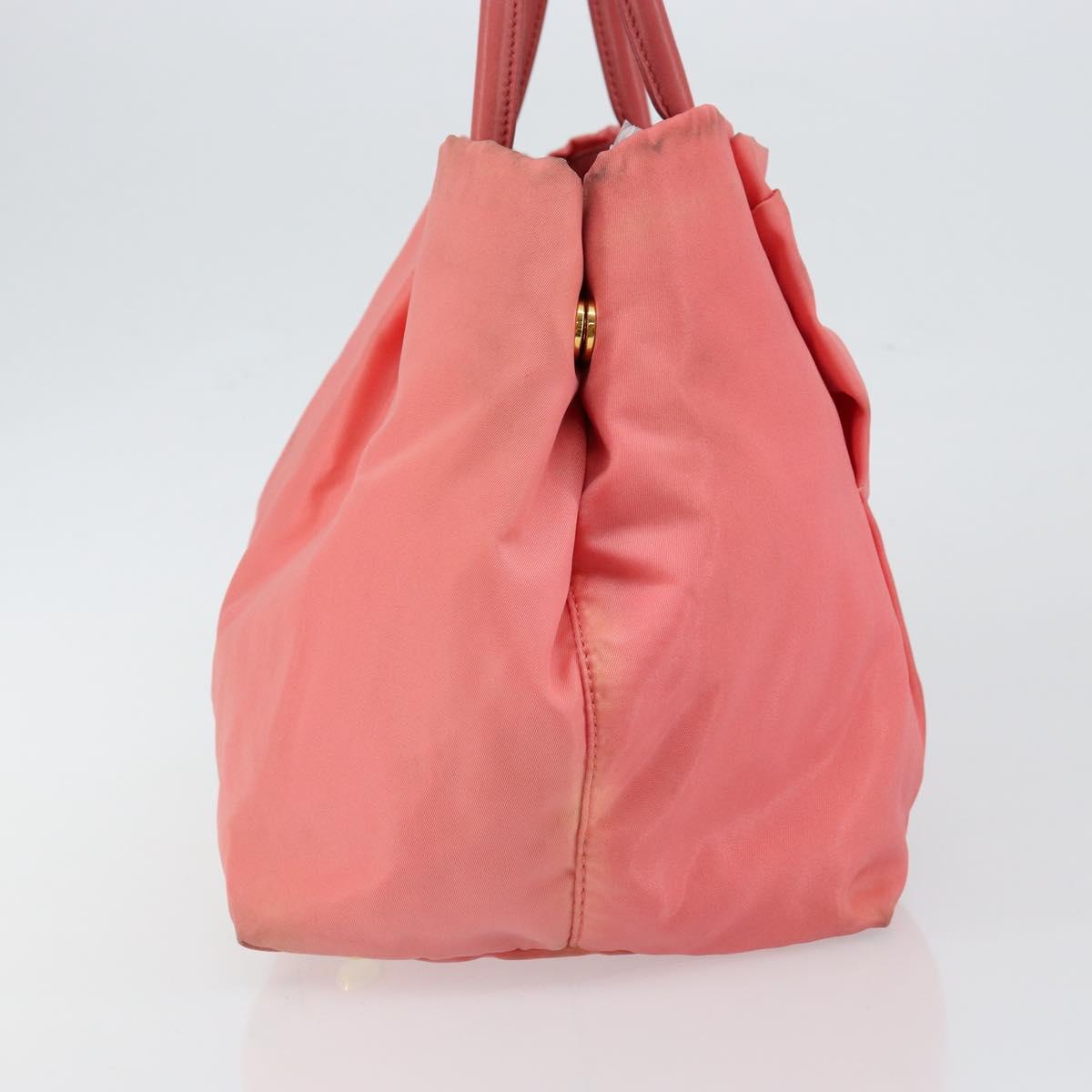 PRADA Hand Bag Nylon Pink Gold Auth 147140