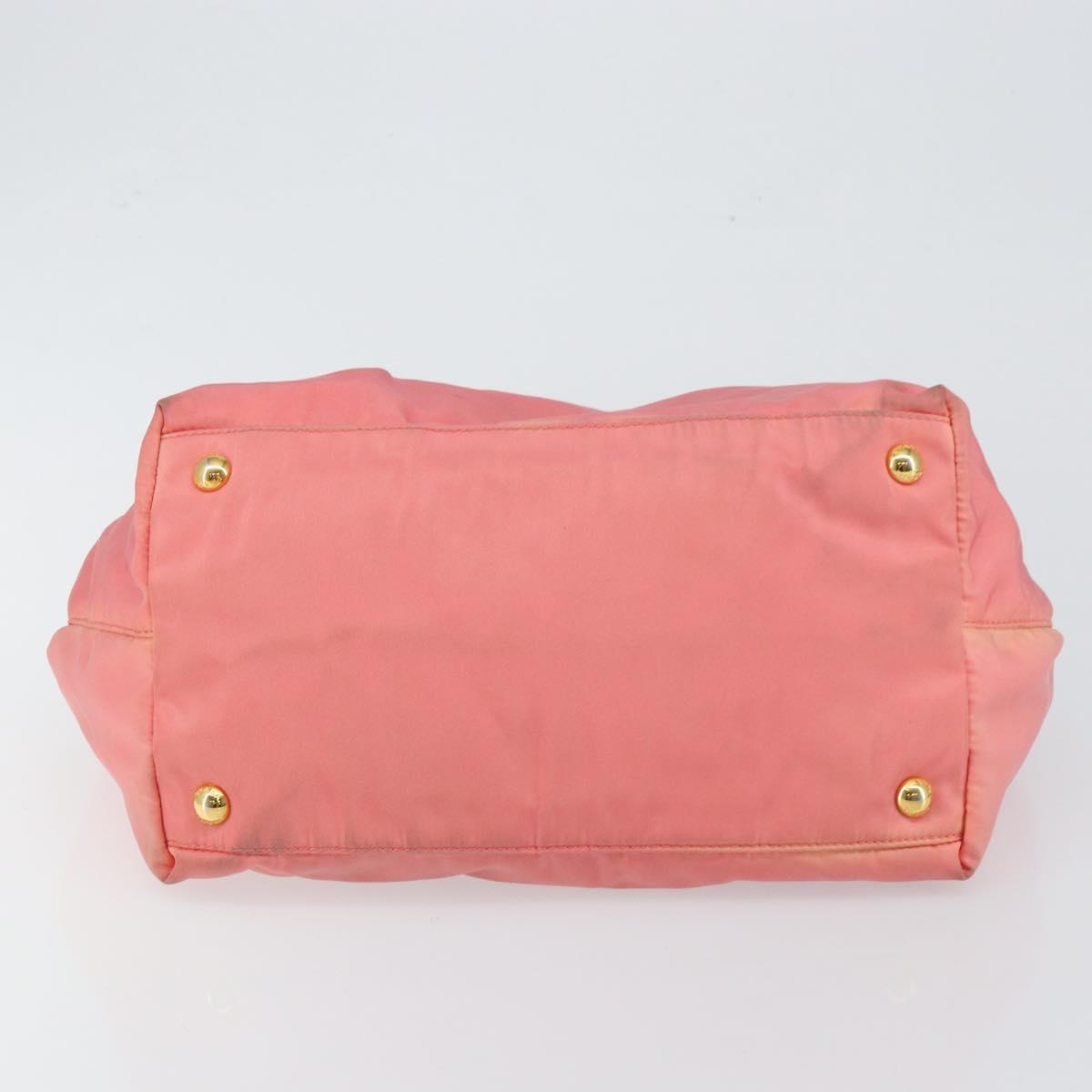 PRADA Hand Bag Nylon Pink Gold Auth 147140