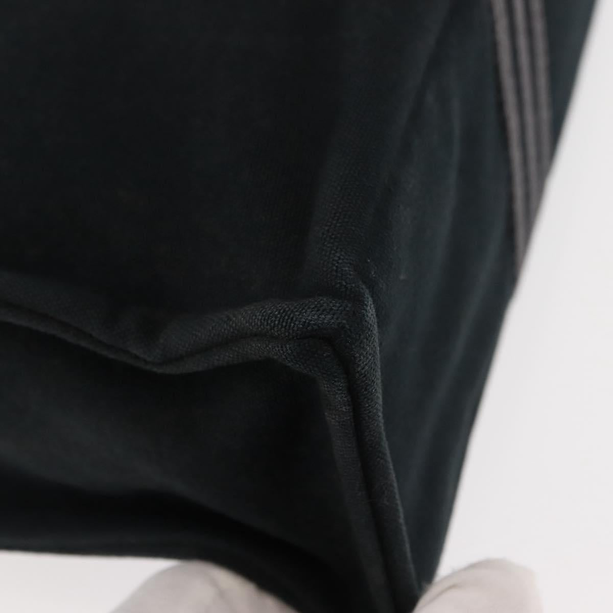 HERMES Fourre Tout MM Hand Bag Canvas Black Silver Auth 147142