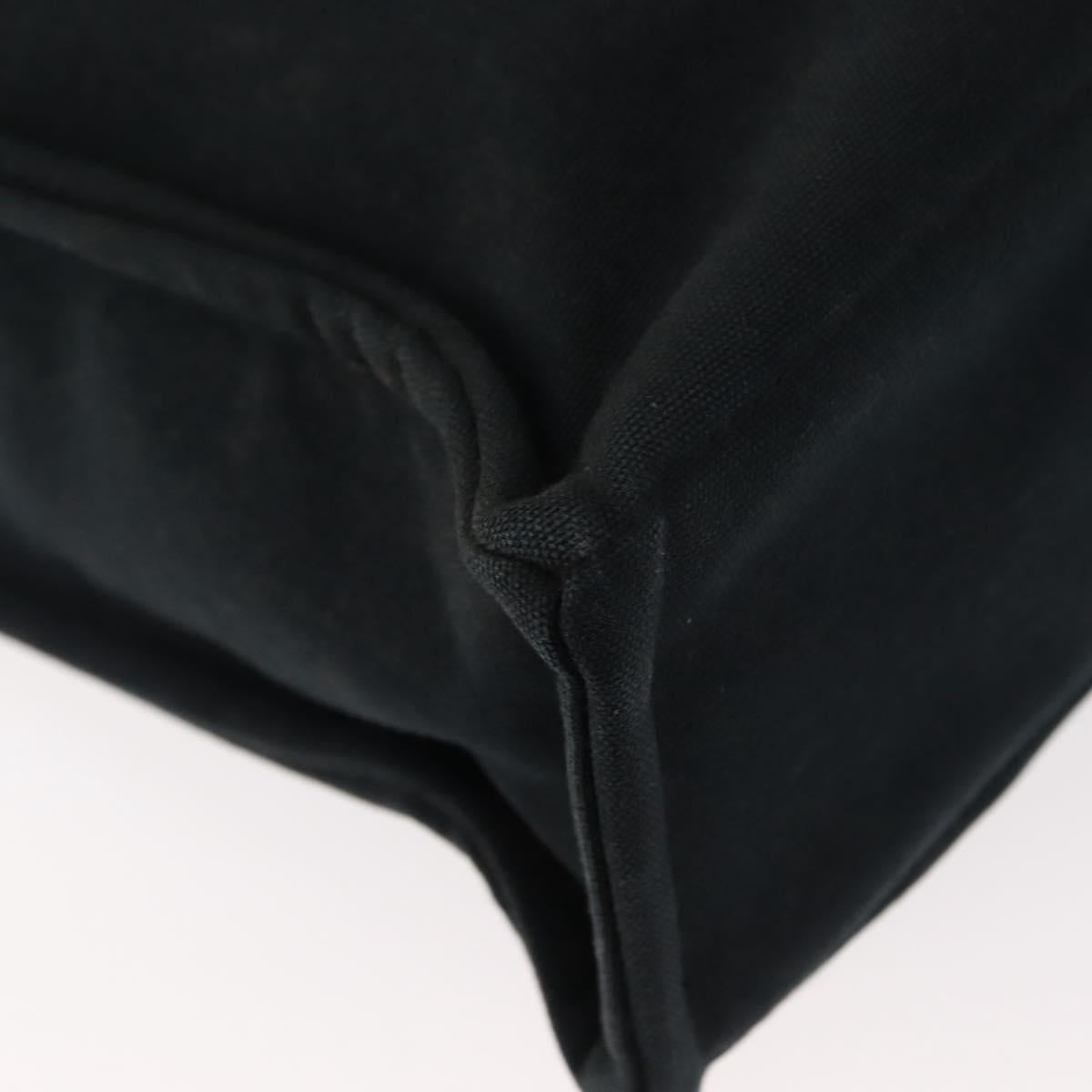 HERMES Fourre Tout MM Hand Bag Canvas Black Silver Auth 147142