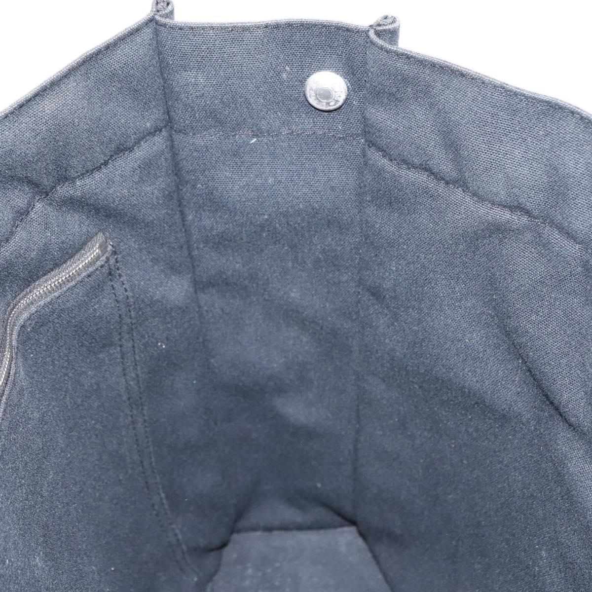 HERMES Fourre Tout MM Hand Bag Canvas Black Silver Auth 147142