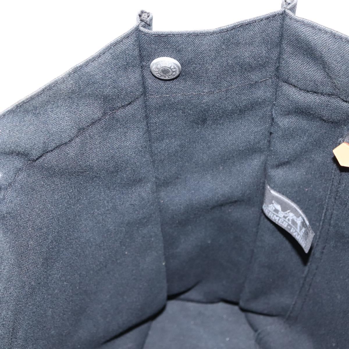 HERMES Fourre Tout MM Hand Bag Canvas Black Silver Auth 147142