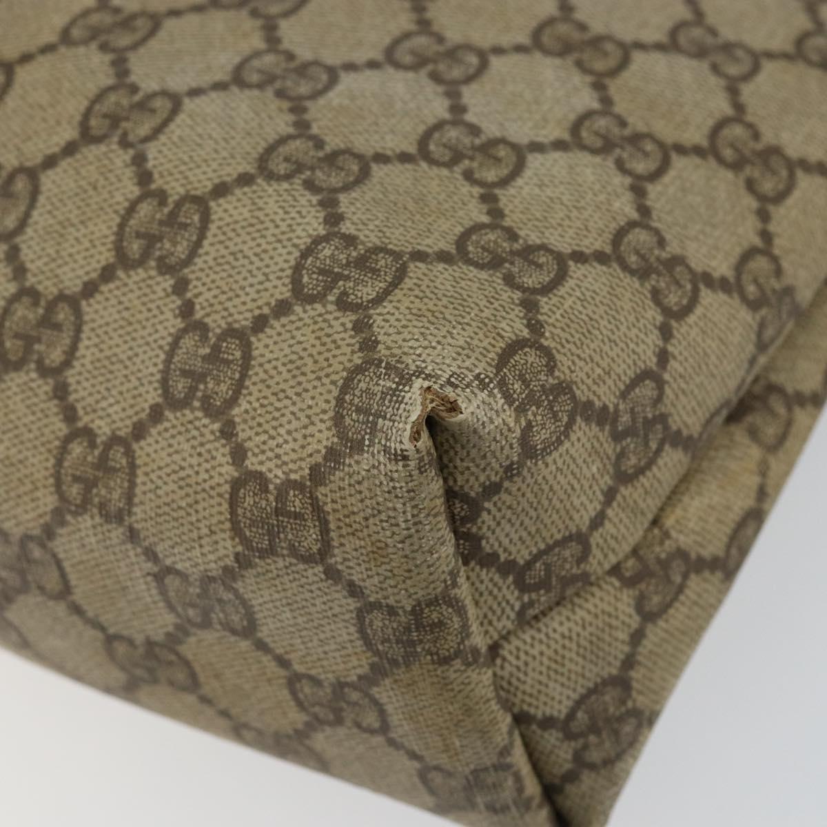GUCCI GG Supreme Web Sherry Line Tote Bag PVC Beige Gold 002 58 6487 Auth 147143