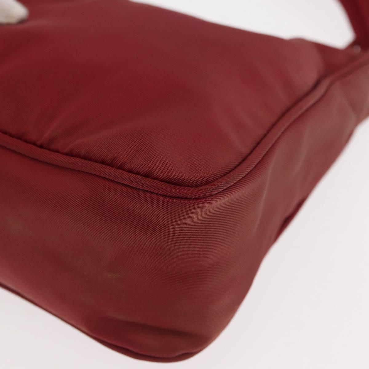 PRADA Hand Bag Nylon Red Silver Auth 147144