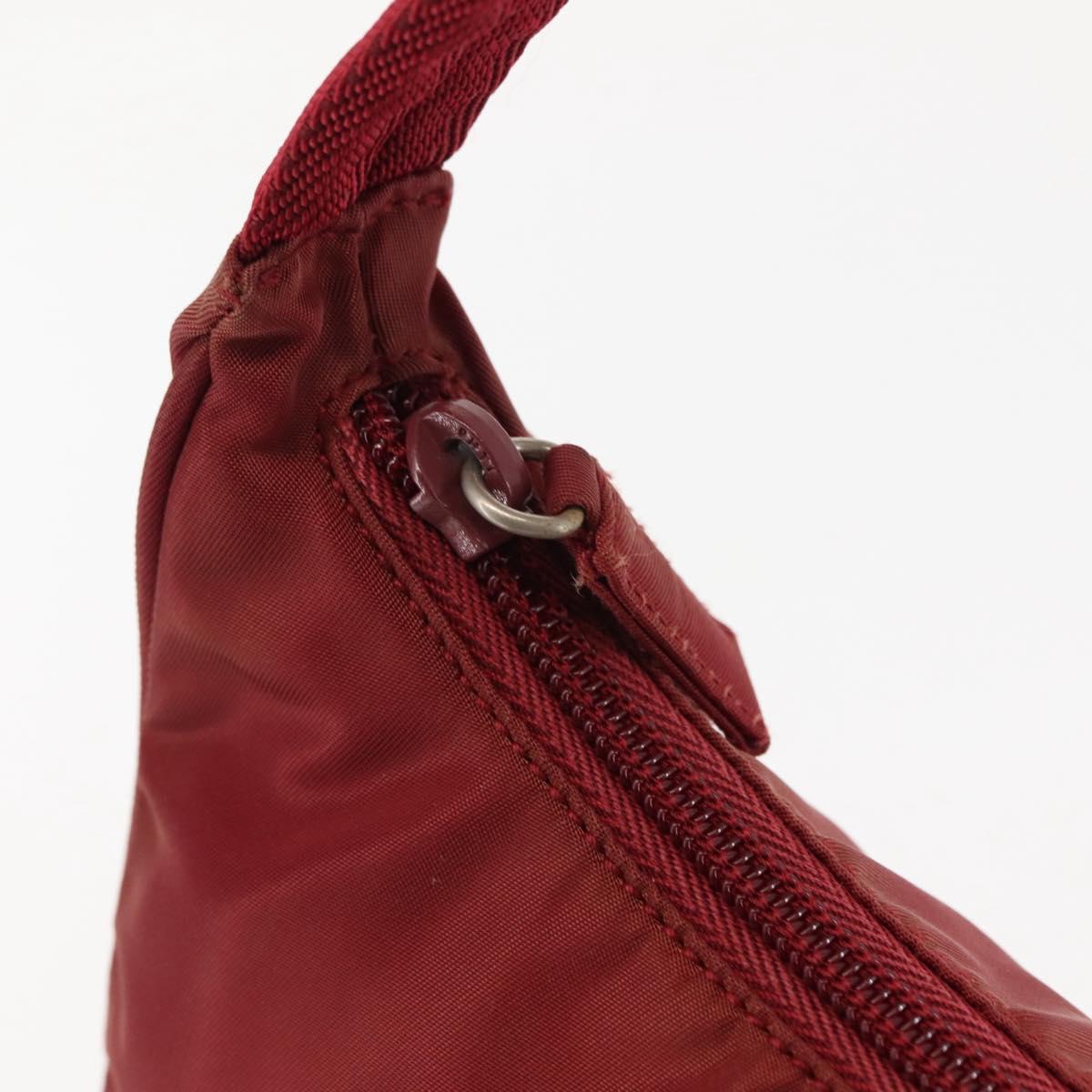 PRADA Hand Bag Nylon Red Silver Auth 147144