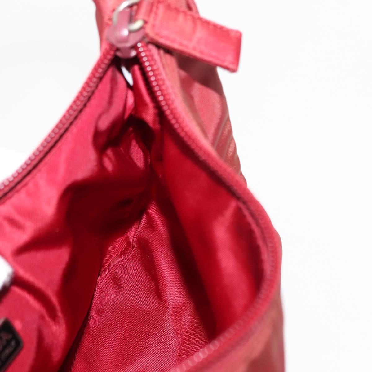 PRADA Hand Bag Nylon Red Silver Auth 147144