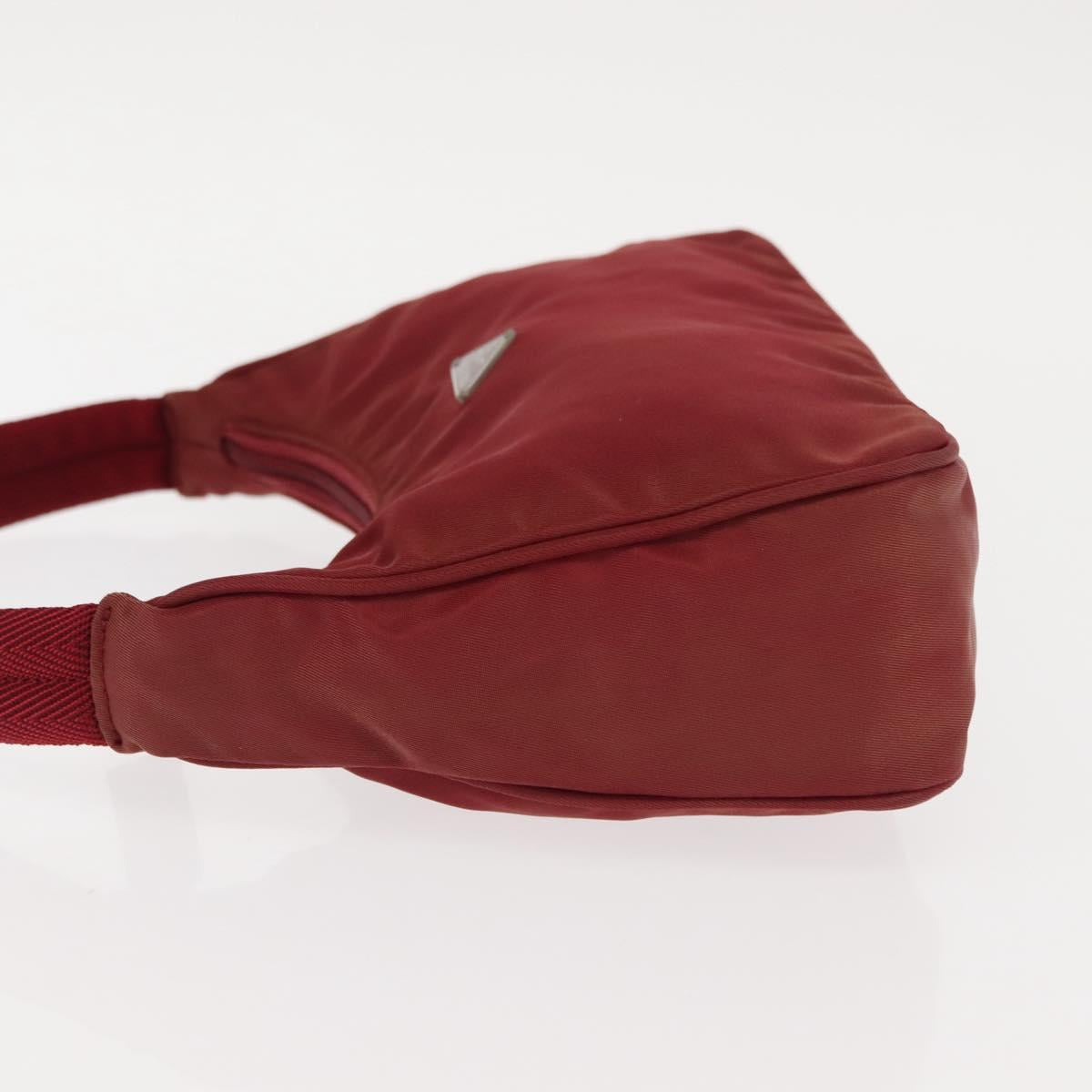 PRADA Hand Bag Nylon Red Silver Auth 147144