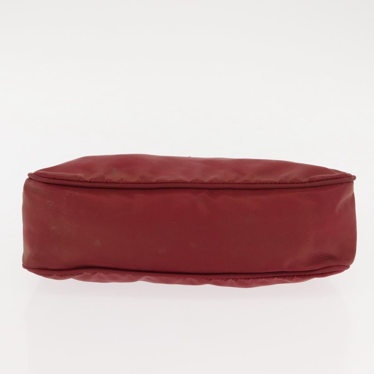 PRADA Hand Bag Nylon Red Silver Auth 147144