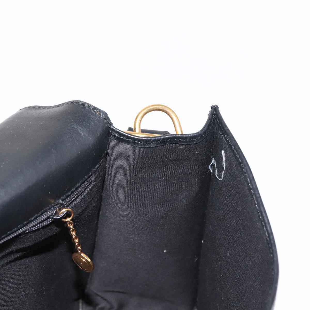 GUCCI Web Sherry Line Shoulder Bag Leather Black Gold 001 1014 1660 Auth 147145