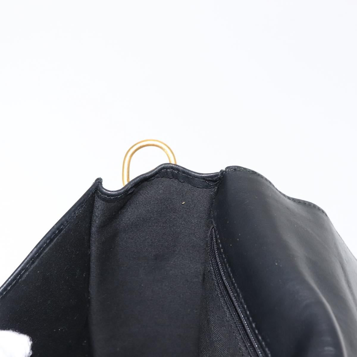 GUCCI Web Sherry Line Shoulder Bag Leather Black Gold 001 1014 1660 Auth 147145