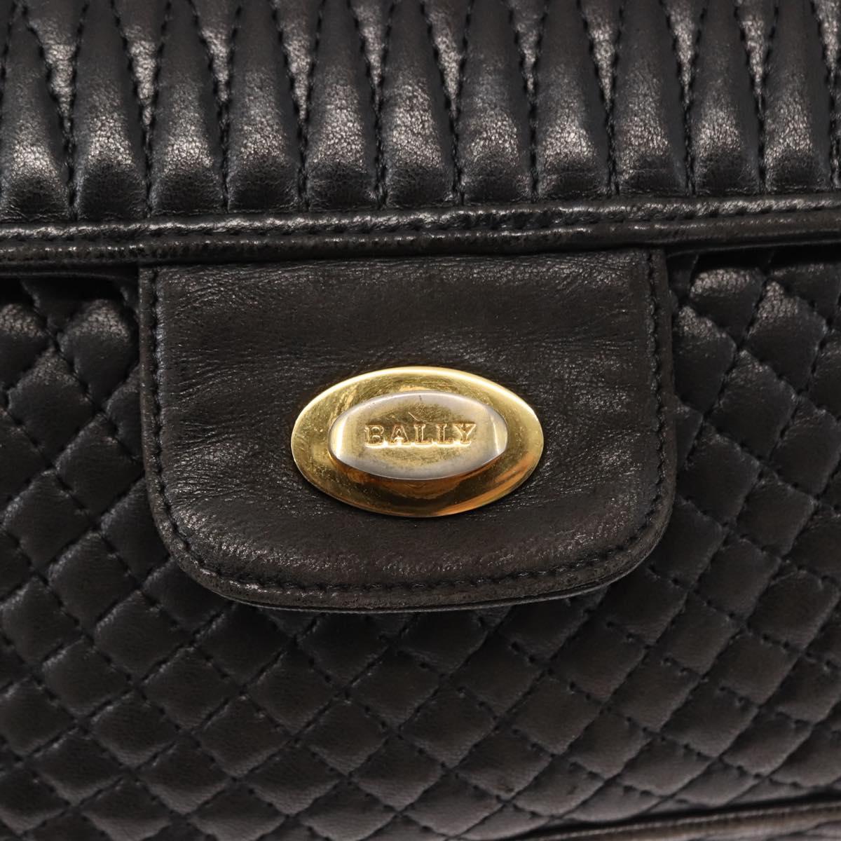 BALLY Chain Shoulder Bag Leather Black Auth 147146