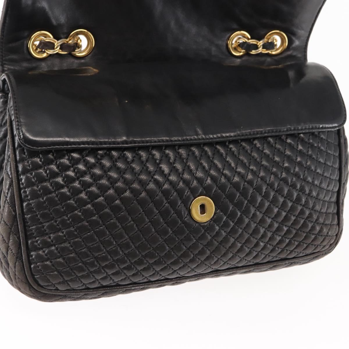BALLY Chain Shoulder Bag Leather Black Auth 147146