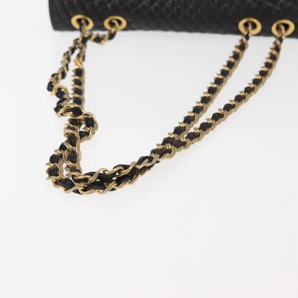 BALLY Chain Shoulder Bag Leather Black Auth 147146