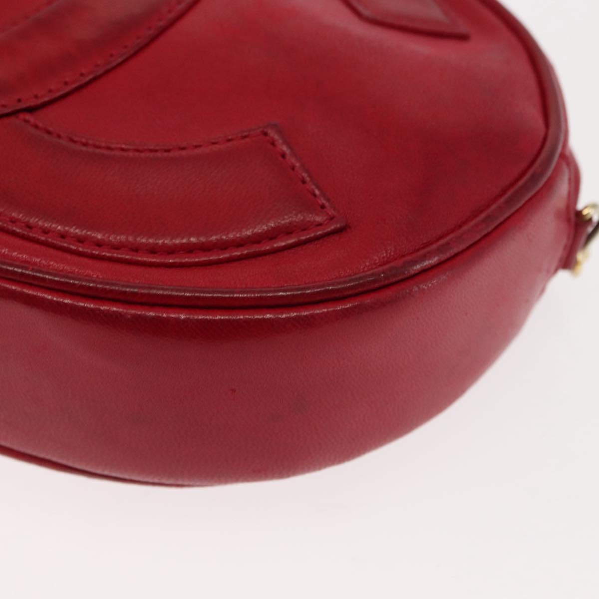 CHANEL COCO Mark Chain Shoulder Bag Lamb Skin Red CC Auth 147148