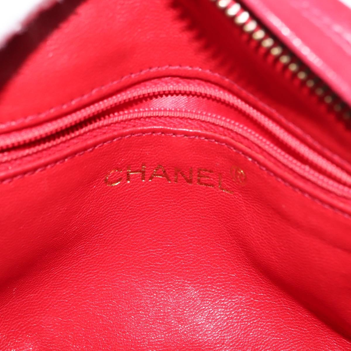 CHANEL COCO Mark Chain Shoulder Bag Lamb Skin Red CC Auth 147148