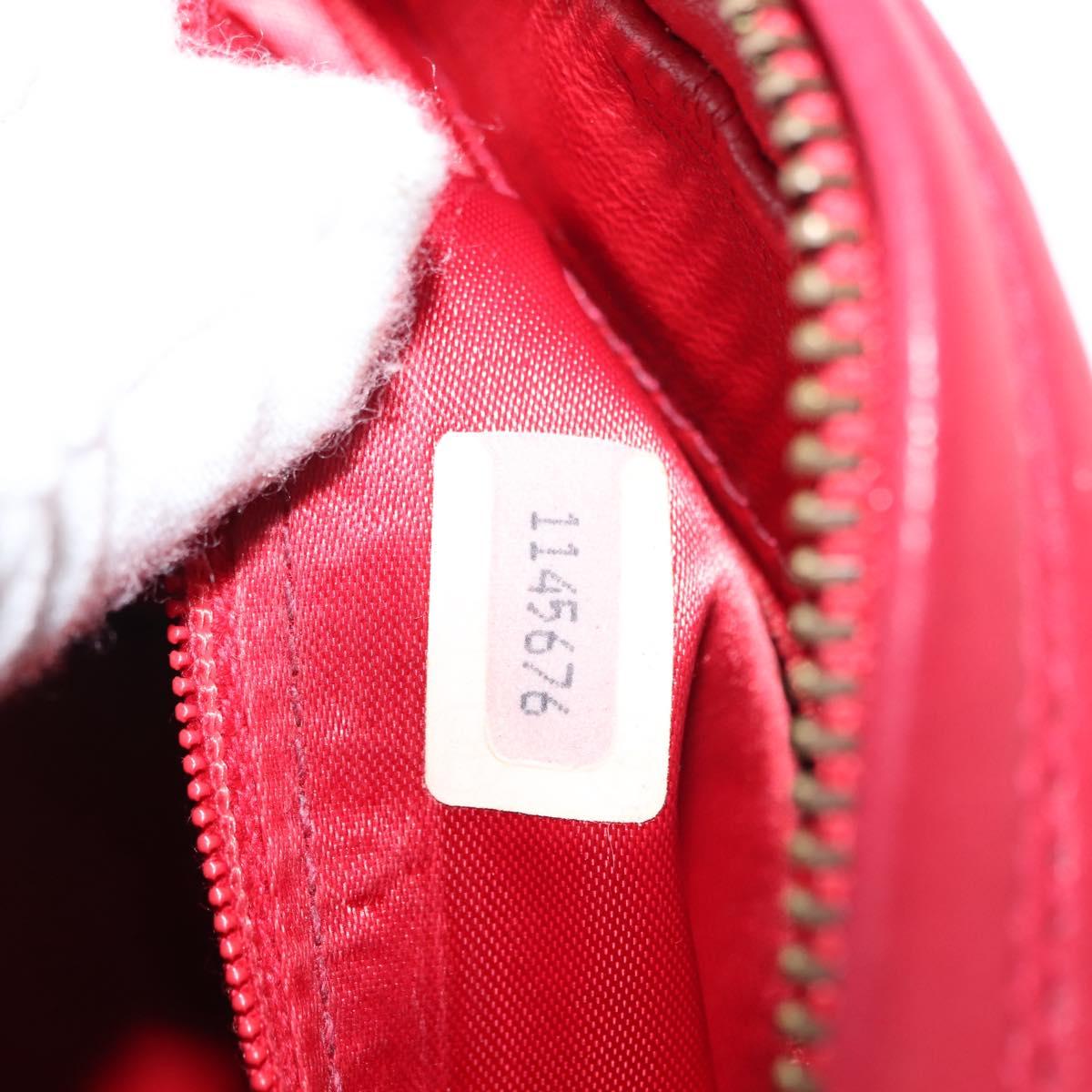 CHANEL COCO Mark Chain Shoulder Bag Lamb Skin Red CC Auth 147148