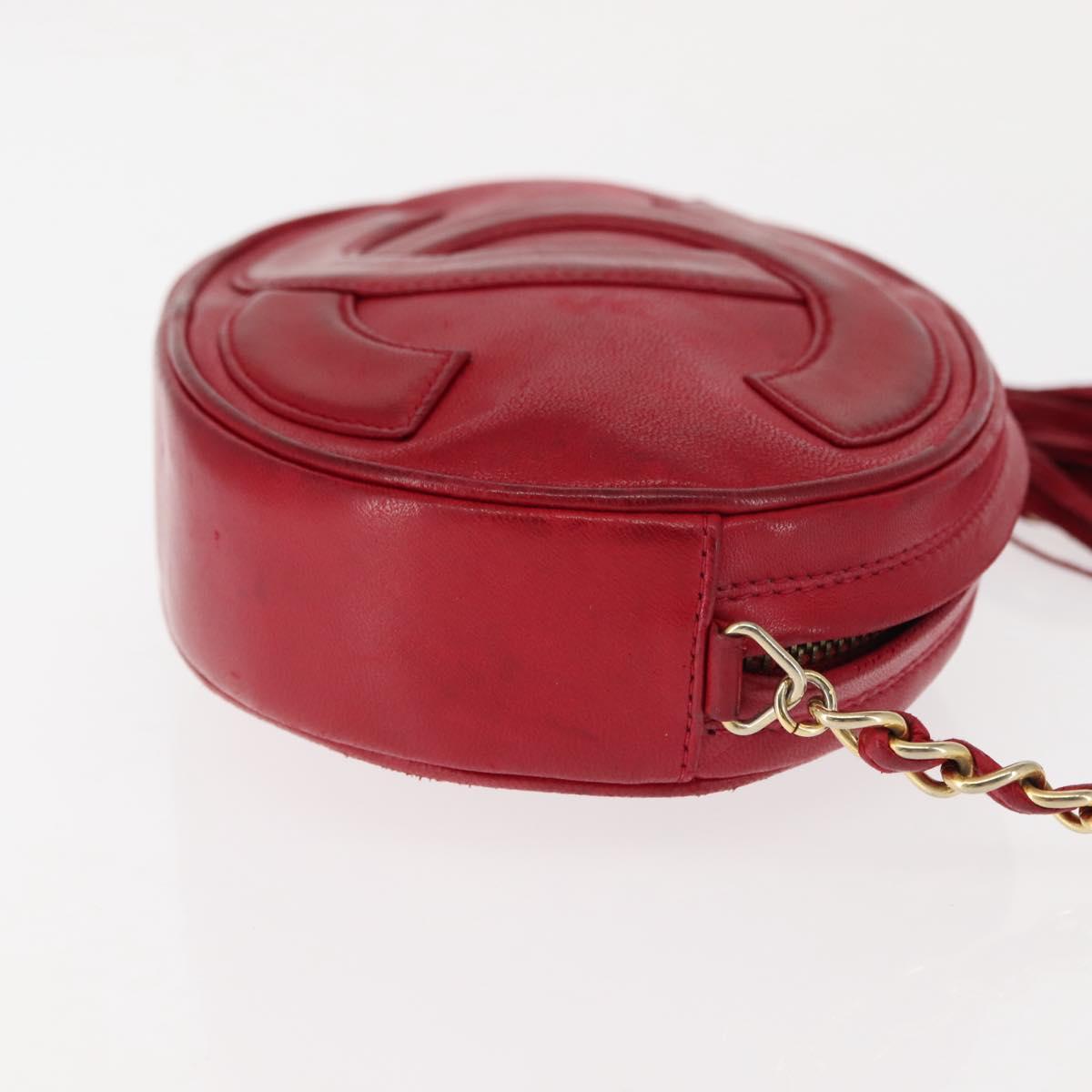 CHANEL COCO Mark Chain Shoulder Bag Lamb Skin Red CC Auth 147148