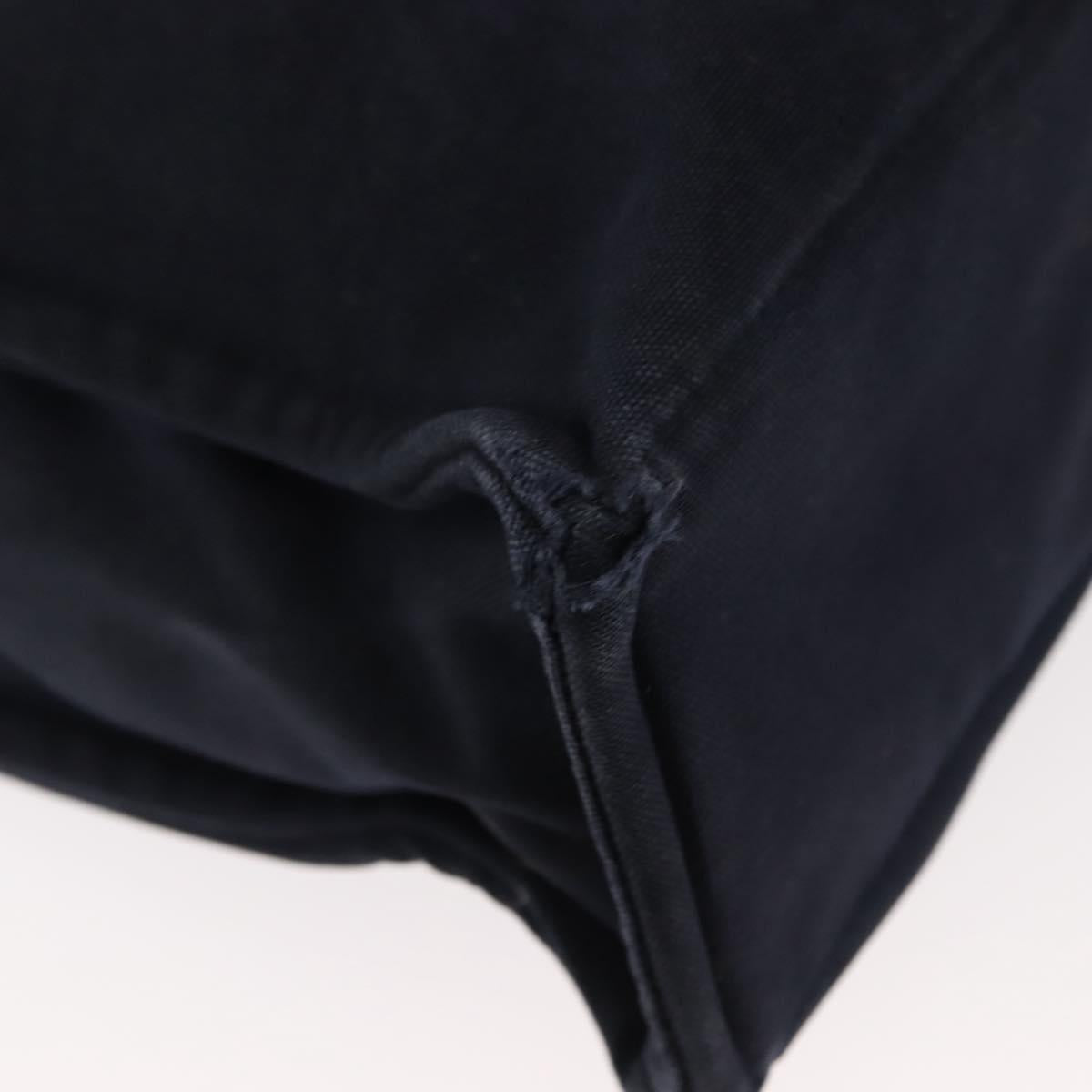 HERMES Fourre ToutMM Hand Bag Canvas Navy Brown Auth 147150