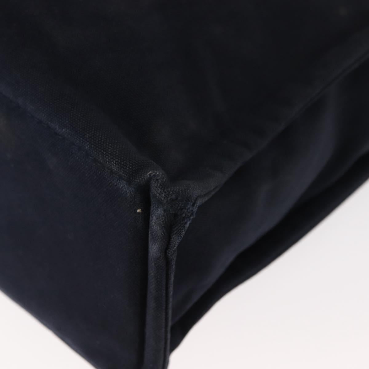 HERMES Fourre ToutMM Hand Bag Canvas Navy Brown Auth 147150