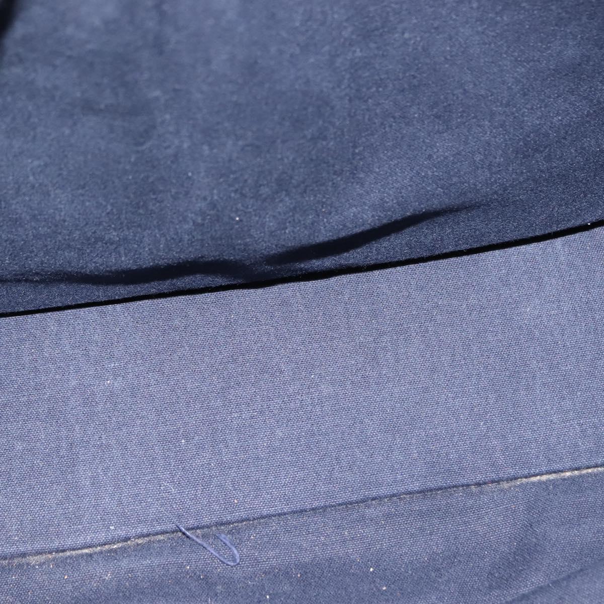 HERMES Fourre ToutMM Hand Bag Canvas Navy Brown Auth 147150