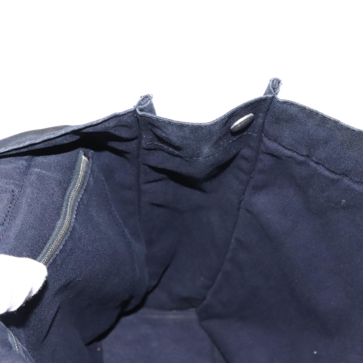 HERMES Fourre ToutMM Hand Bag Canvas Navy Brown Auth 147150