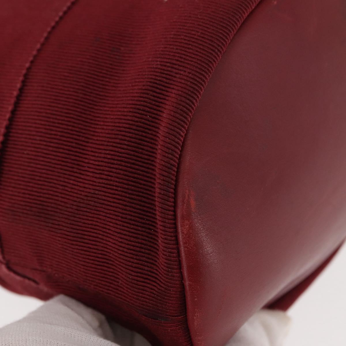 Salvatore Ferragamo Vala Hand Bag Nylon Red Gold Auth 147152