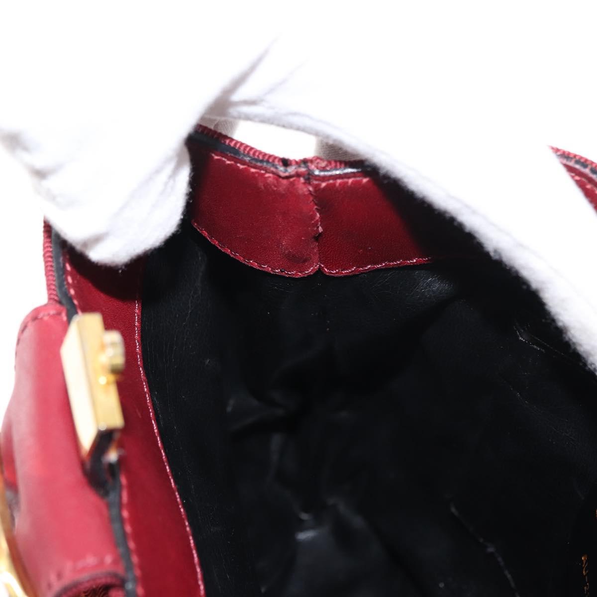 Salvatore Ferragamo Vala Hand Bag Nylon Red Gold Auth 147152