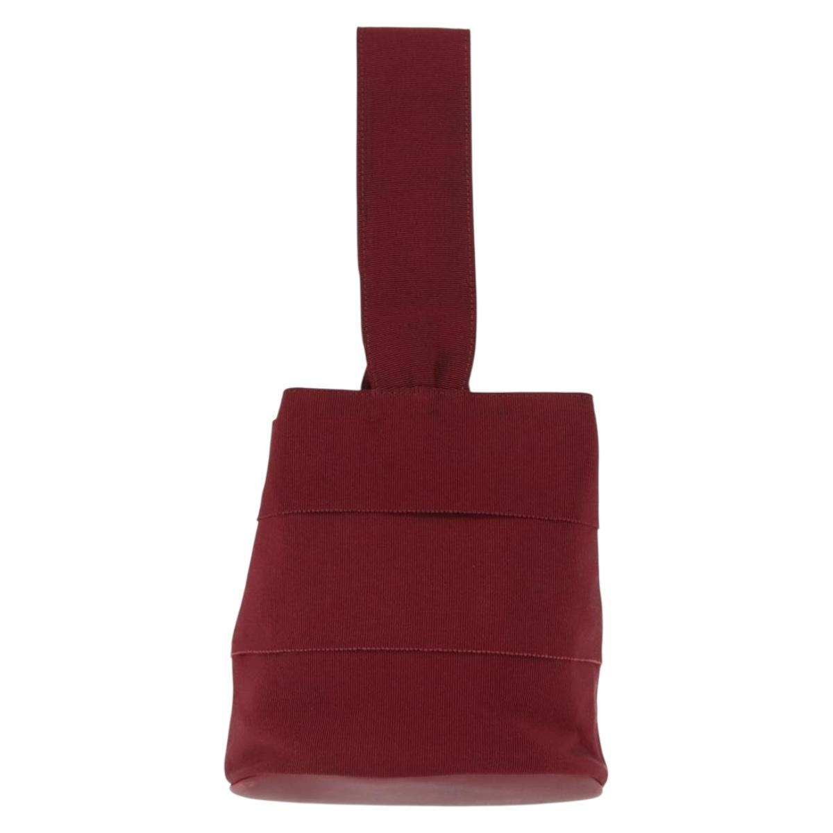 Salvatore Ferragamo Vala Hand Bag Nylon Red Gold Auth 147152