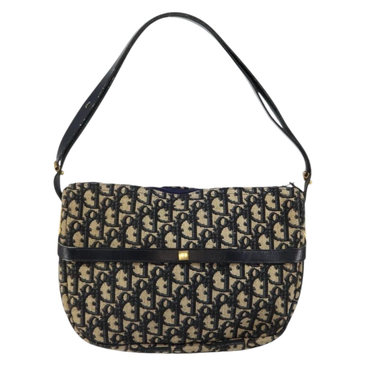 Christian Dior Trotter Canvas Shoulder Bag Navy Auth 147153