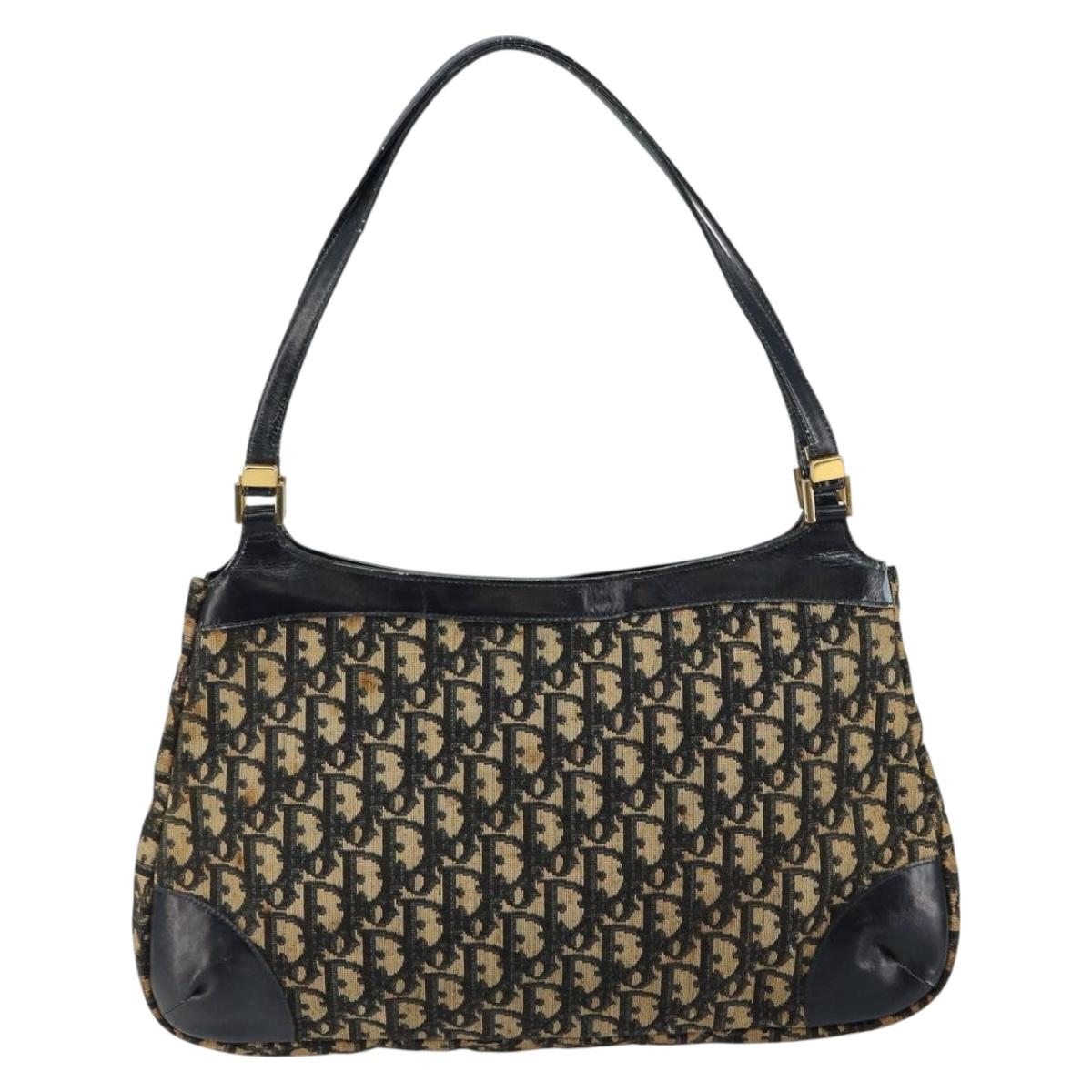 Christian Dior Trotter Canvas Shoulder Bag Navy Auth 147154