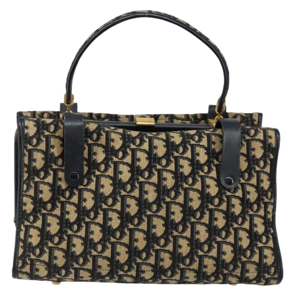 Christian Dior Trotter Canvas Hand Bag Navy Auth 147155